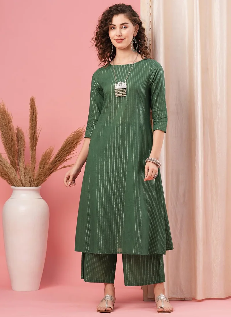 globus Globus Women Striped A Line Kurta & Palazzo Festive Set